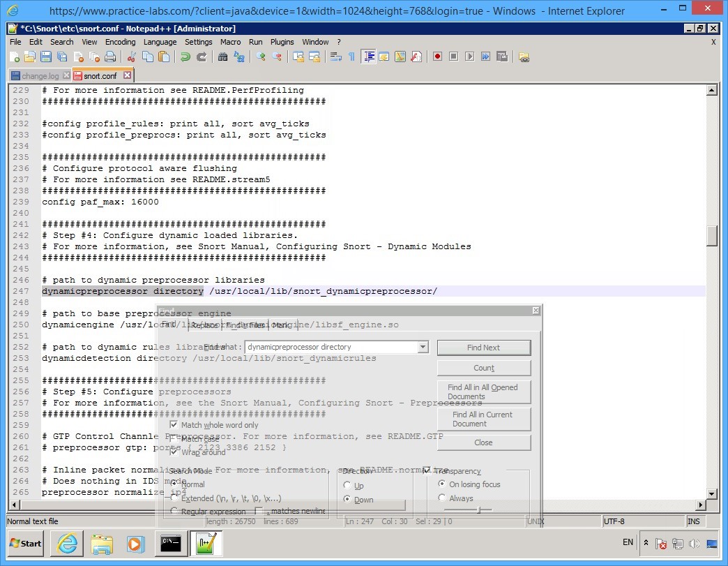 Practice Labs screenshot.